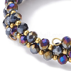 Braccialetto stile avvolgente con perline di vetro rondelle&nbsp;BJEW-JB09965-02
