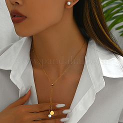 Elegante Edelstahl-Ohrstecker- und Halsketten-Sets mit Herz- und runden Anhängern für Damen&nbsp;ZZ8361