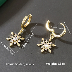 Boucles d'oreilles créoles pendantes en laiton serties de micro-pavés de zirconiums cubiques&nbsp;WGD9903-01