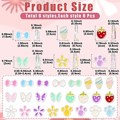 36pcs 6 styles de perles acryliques transparentes&nbsp;ACRC-YW0001-04