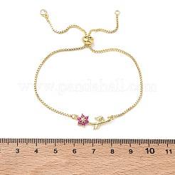 Verstellbare Messing-Mikropflaster-Armbänder mit klaren Zirkonia-Boxketten&nbsp;BJEW-C156-09G-04