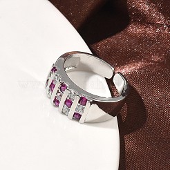 Anneaux ouverts de manchette en laiton à micro-pavé de zircone cubique&nbsp;RJEW-C158-04P