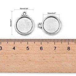 Tibetischer Stil Legierung flache runde Anhänger Fassungen&nbsp;TIBEP-M022-32AS