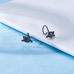 925 simpatico gatto orecchini in argento sterling orecchini a cerchio mezzo huggie orecchini a bottone in zircone bel regalo di gioielli per le orecchie degli animali per le donne&nbsp;JE1069B