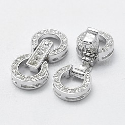 Anlaufgeschützte rhodinierte 925 Sterling Silber Uhrenarmbandverschlüsse mit Zirkonia&nbsp;STER-F037-124P