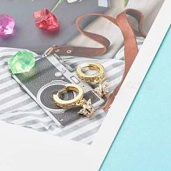 Orecchini a cerchio pendenti con zirconi cubici a farfalla per regalo da donna&nbsp;EJEW-JE04637