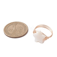 Natürliche Muschelfingerringe&nbsp;RJEW-TA00227-01