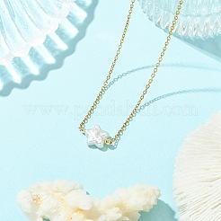 Collana da donna con ciondolo in perla keshi barocca naturale e catena a maglie in acciaio inossidabile 304.&nbsp;NJEW-JN06225