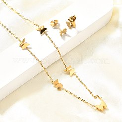 Schmetterling 304 Edelstahl Halsketten & Ohrstecker Set für Damen&nbsp;SJEW-C007-07G