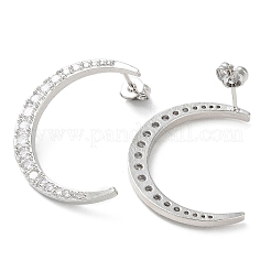 Orecchini a bottone da donna con micro pavé di zirconi trasparenti in ottone placcato a cremagliera&nbsp;EJEW-A045-05P