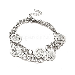 Anlaufgeschütztes Panzerketten-Doppelschicht-Mehrstrangarmband aus Edelstahl 304&nbsp;BJEW-C025-10P
