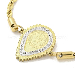 Bracelets à maillons en forme de larme en acier inoxydable 304 micro pavé de zircones cubiques transparentes pour femmes&nbsp;BJEW-Q339-01A