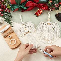 Kits de fabrication de pendentifs d'ange en coton tissé faits à la main&nbsp;DIY-SC0028-12B