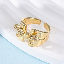 Anelli per polsini da donna in ottone con micro pavé di zirconi trasparenti&nbsp;RJEW-U043-06G