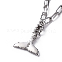 Colliers avec pendentif en acier inoxydable 304 en forme de queue de baleine&nbsp;NJEW-JN02701