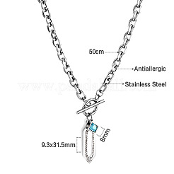 Halsketten mit Anhänger in Form eines sechseckigen blauen Rhombus aus 304er Edelstahl mit Mikropavé-Fassung aus klaren Zirkonia und zwei Verschlüssen für Damen&nbsp;WGCA0AF-01