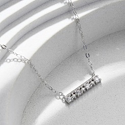 925 collana con ciondolo rettangolare in argento sterling con micro pavé di zirconi cubici trasparenti per donna&nbsp;NJEW-D316-02P