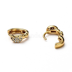 Boucles d'oreilles huggie huggie en laiton micro pave clair&nbsp;EJEW-H121-14G