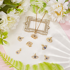 8 pz 8 stili pendenti in ottone placcato oro 18k con micro pavé di zirconi cubici&nbsp;KK-BBC0023-65
