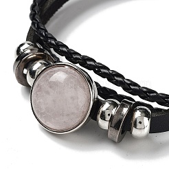 Naturel rose de bracelets multi-brins quartz&nbsp;BJEW-Q337-01E