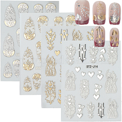 4 Stück 4 Stile Zweig selbstklebende Haustier Nail Art Aufkleber Aufkleber&nbsp;MRMJ-SP0001-18