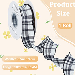10 Yards Leinenband mit Schottenkaro-Aufdruck&nbsp;OCOR-WH20001-13B