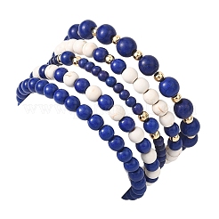 5 Stück 5 Stile gefärbte synthetische türkisfarbene Perlen Stretch-Armbänder&nbsp;BJEW-JB12825