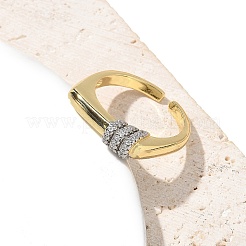 Manschettenfingerringe aus Messing mit Mikropflaster und klarem Zirkonia für Damen&nbsp;RJEW-B112-17GP