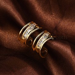 Orecchini a polsino con micro pavé di zirconi chiari in ottone placcato cremagliera&nbsp;EJEW-H147-07G
