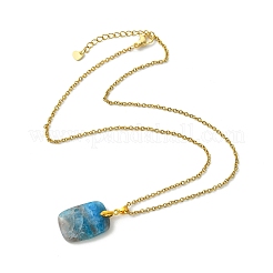 Collana con ciondolo rettangolare in apatite naturale e catena a maglie in acciaio inossidabile 304&nbsp;NJEW-JN06210-02