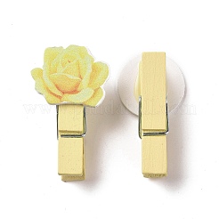 Wäscheklammern aus Holz und Eisen mit Blumenmotiven&nbsp;AJEW-H137-07