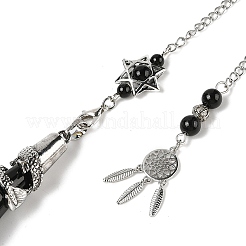 Natürliche Obsidian Kegel Wünschelrute Pendel große spitze Anhänger&nbsp;AJEW-Z041-01C-AS