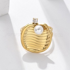 Anillos de puño de acero inoxidable 304 con circonita cúbica para mujer&nbsp;RJEW-D302-02G-04