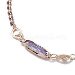 Collier pendentif ovale en verre et mauvais œil&nbsp;NJEW-A015-19KCG