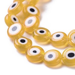 Handmade bösen Blick lampwork flache runde Perle Stränge&nbsp;LAMP-L058-8mm-01