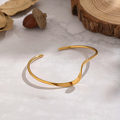 Minimalistische offene Manschettenarmbänder aus 304 Edelstahl in Wellenform für Damen&nbsp;XJ3196