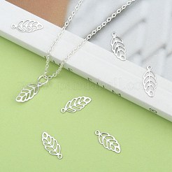 Anlaufgeschützte Charm-Anhänger aus Edelstahl 201 mit Blattmotiv&nbsp;STAS-R075-12