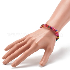 Natürlich gefärbte Chip Shell Perlen Stretch Armbänder für Kinder&nbsp;BJEW-JB06395-01