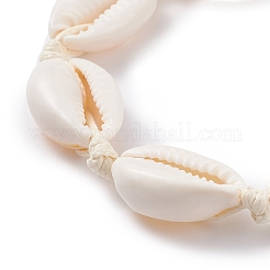 Braccialetto di perline intrecciato con conchiglia di ciprea naturale per donna&nbsp;BJEW-JB08036