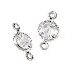 Breloques connecteurs plates rondes en laiton pavé de zircone cubique shegrace&nbsp;XGRQ2O120-443A-P