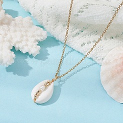 Collier pendentif coquillage naturel avec chaînes en acier inoxydable 304&nbsp;NJEW-JN04471