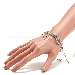 Synthetisches türkisfarbenes geflochtenes Perlenarmband&nbsp;BJEW-JB07988