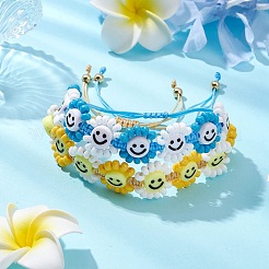 2 bracciale di perline di vetro intrecciate&nbsp;BJEW-MZ00115