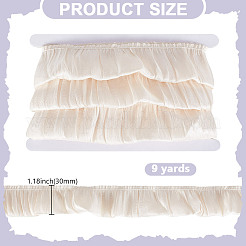 9 mètre de ruban de dentelle froissé en mousseline&nbsp;OCOR-HY0002-38B-03