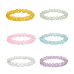 Ensembles de bracelets extensibles en perles rondes en verre dépoli pour femmes&nbsp;BJEW-JB09174
