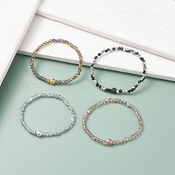 Bracelet extensible à l'huile essentielle de pierre de lave naturelle avec verre pour femme&nbsp;BJEW-JB07661