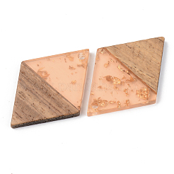 Pendentifs en résine transparente et bois de noyer&nbsp;RESI-S389-012A-B
