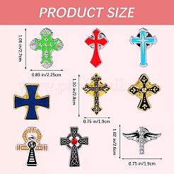 9 Stück 9 Stile Kreuz-Emaille-Anstecknadel&nbsp;JEWB-SZ0001-94