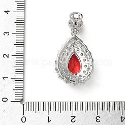 Colgantes de circonita cúbica roja micro pavé de latón&nbsp;KK-A299-11P