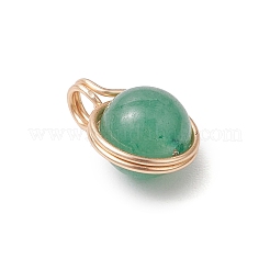 Dijes redondos de jade mashan natural envuelto en alambre de cobre&nbsp;PALLOY-JF03409